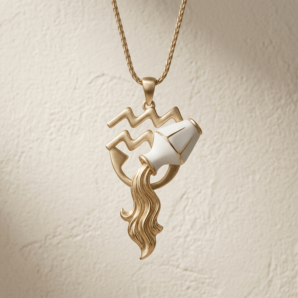 Aquarius: "Avant-garde amphora pouring liquid gold"