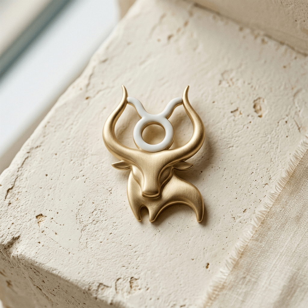 Taurus - A minimalist, sculptural Bull silhouette crafted from matte white porcelain with heavy, polished copper accents